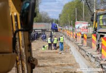 Lucrările avansează pe strada Ștefan cel Mare, aflată în plină modernizare