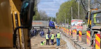 Lucrările avansează pe strada Ștefan cel Mare, aflată în plină modernizare