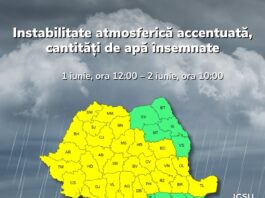 Județul Galați, sub COD GALBEN de averse torențiale, descărcări electrice și vânt